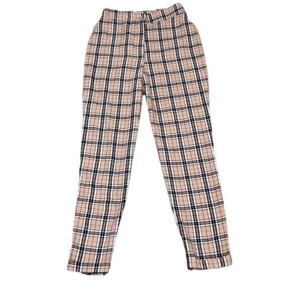 Nasty Gal Pants - Nasty Gal High Waist Mom Pants Size 0 Tan Plaid